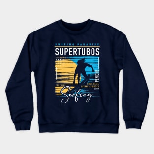 Retro Supertubos Surfing // Surfers Paradise // Surf Portugal Crewneck Sweatshirt